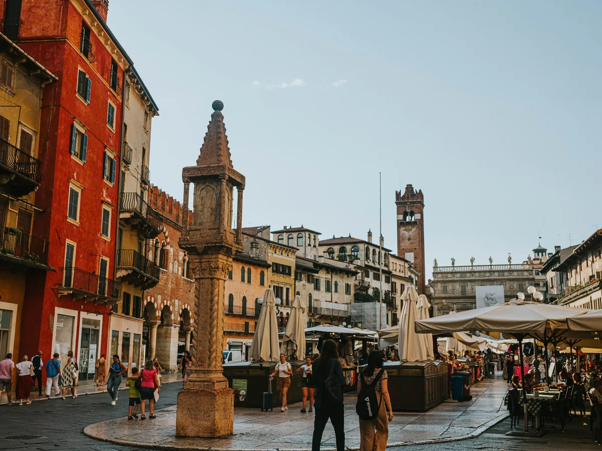 Piazza delle Erbe market square in Verona